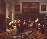 Jan Steen Famous Paintings - The Christening